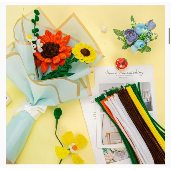 Pipe Cleaner Craft Kits 2 Set Flower Floral Craft Supplies Kids Toys STEM SM4 - Picture 8 of 16